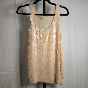 Diane von Furstenberg Sequin Tank Top Buff‎ Sleeveless Party Blouse Size 6 Glam